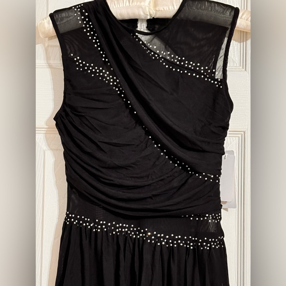iEFiEL Dancewear S Black Leotard Pull-on with gemstones cascading skirt - Picture 9 of 15